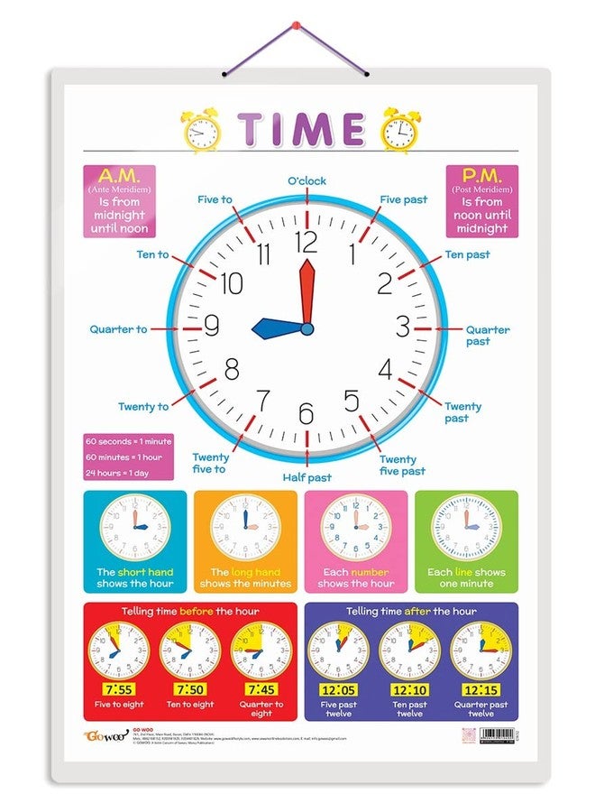 GoWoo GO WOO TIME Educational Poster for Preschool Kids Classroom Study | Learning- Chart for Kids Learning (20"X30" Inches) - Image 1