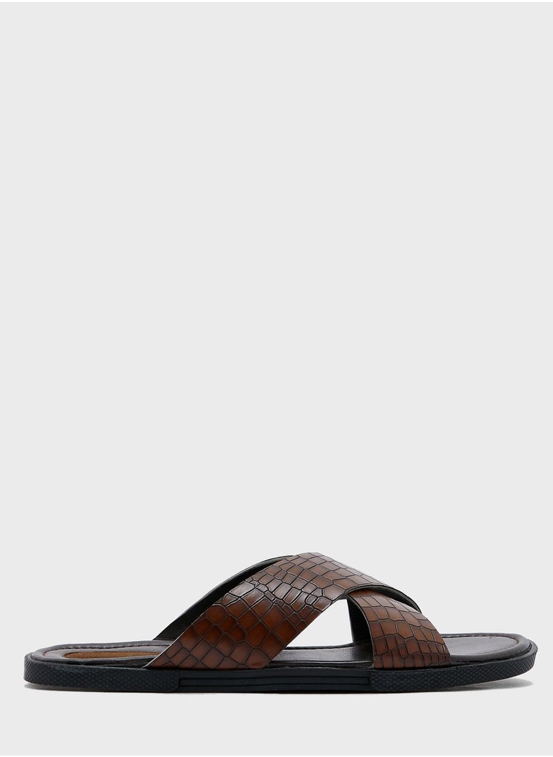 Robert Wood - Croc Embossed Casual Sandals - Image 1