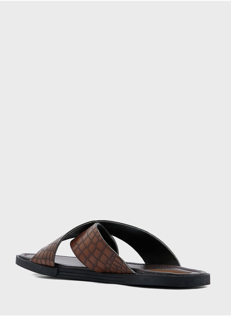 Robert Wood - Croc Embossed Casual Sandals - Image 1