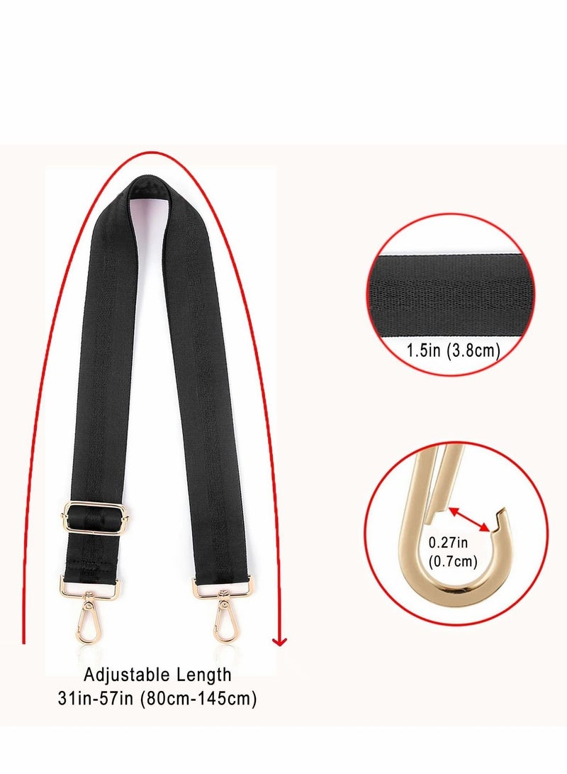 Y&D Purse Straps, 2 PCS Wide Strap Adjustable Replacement Shoulder Crossbody Handbag Strap, Black  - Image 2