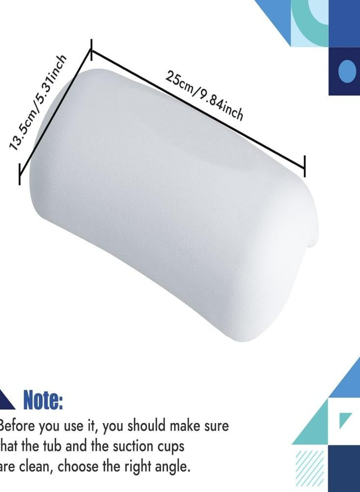 Oasisgalore Bath Pillow Leather Non-slip Waterproof High Elasticity Soft Back Pillow Bathtub Cushion Suction Cup，White - Image 2