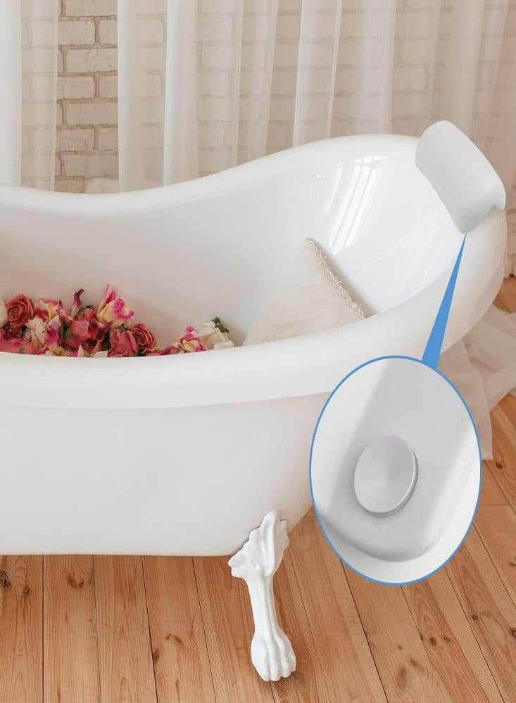 Oasisgalore Bath Pillow Leather Non-slip Waterproof High Elasticity Soft Back Pillow Bathtub Cushion Suction Cup，White - Image 5