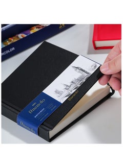 Deli Deli EC285 FINENOLO 12cm*12cm-40pages Black Hard Leather Cover Sketch Book 160g Sketch Paper White - Ideal for Sketching & Painting  - Image 3