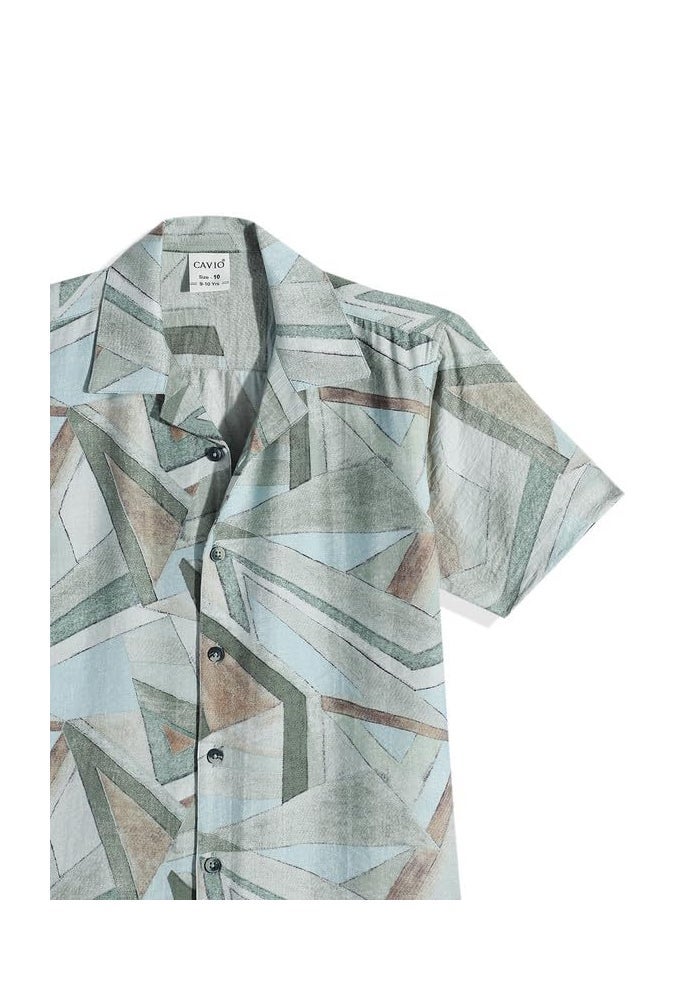 CAVIO Boys Half Sleeve Shirt and Shorts Set Printed Relaxed Fit Co-Ord Set For Kids - Image 3