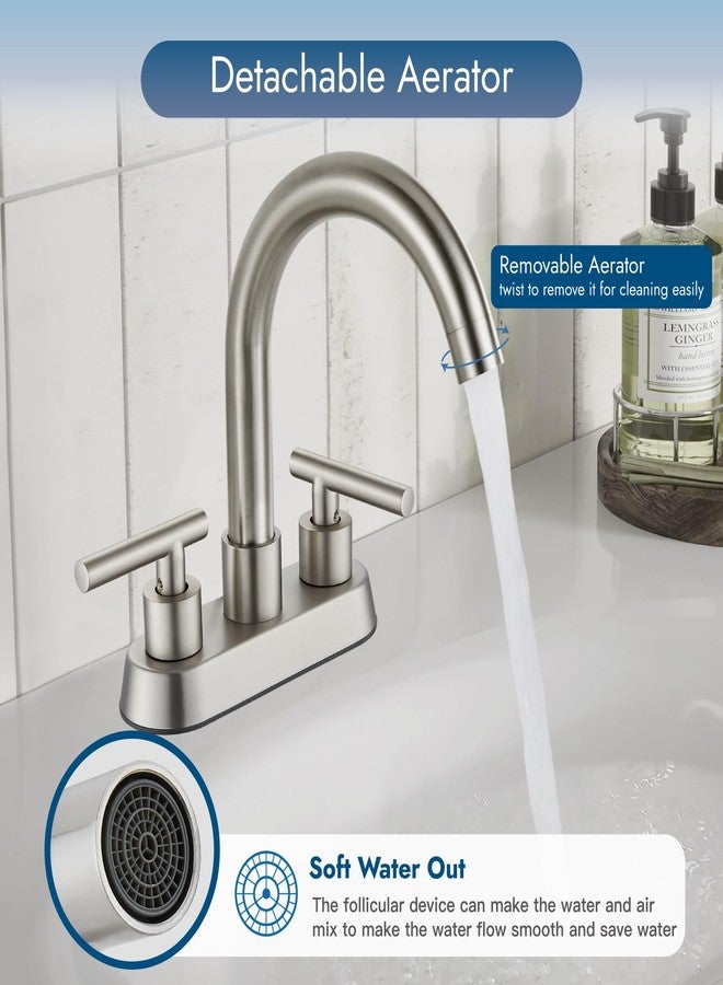 Cinwiny 4 Inch Centerset Bathroom Sink Faucet Double Handles Bathroom Vanity Faucets 360 Degree Swivel Spout Deck Mount Mixer Tap with Pop-up Drain,Brushed Nickel - Image 4