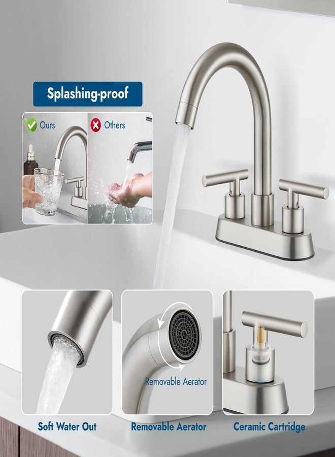 Cinwiny 4 Inch Centerset Bathroom Sink Faucet Double Handles Bathroom Vanity Faucets 360 Degree Swivel Spout Deck Mount Mixer Tap with Pop-up Drain,Brushed Nickel - Image 5