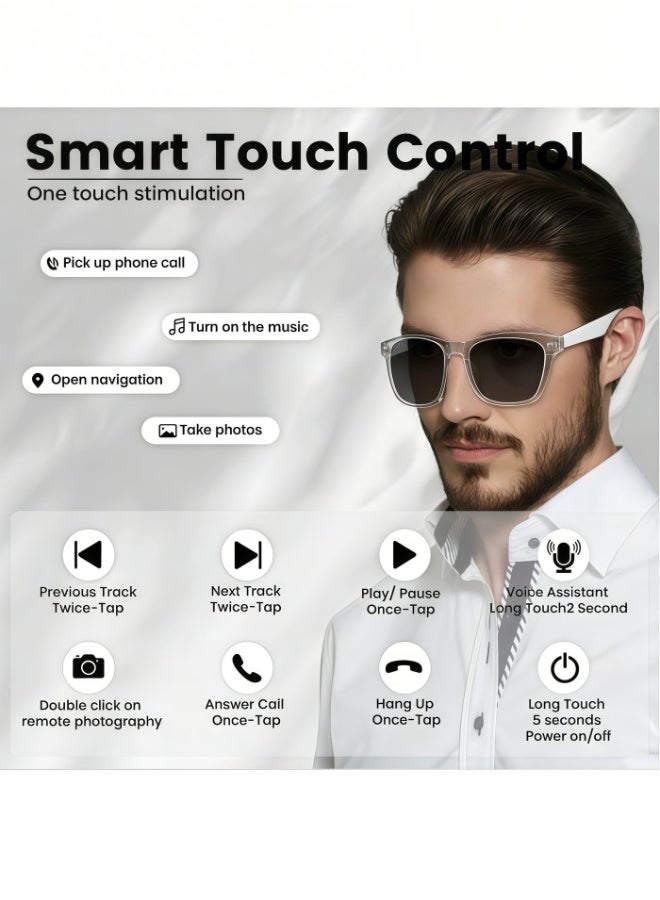 Lurette Smart Glasses, AI Real-time Translation with 144 languages, AI Bluetooth Audio Glasses with Speakers, Polarized UV Protection, Open Ear Sound, Touch Voice Assistant，Bluetooth 5.3 Sunglasses for Men and Women - Pink - Image 5