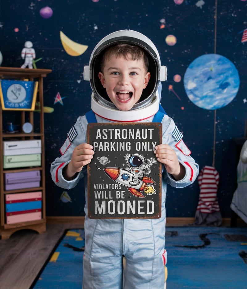 Opix Design Astronaut Parking Sign - Funny Space Room Decor for Boys, Outer Space Gift - Image 4