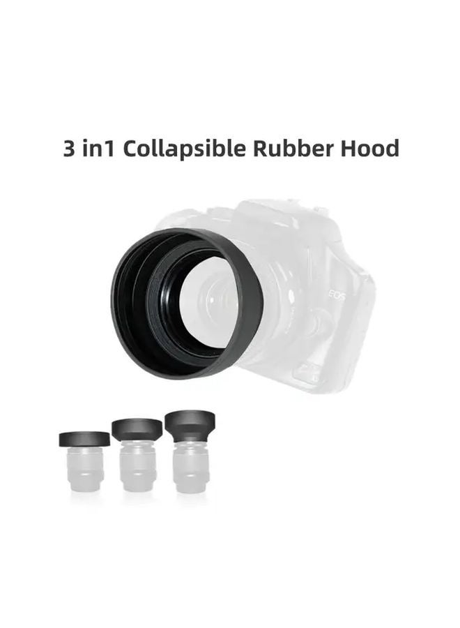 3 في 1 قابلة للطي غطاء عدسة مطاطي 52mm للعدسات واسعة الزاوية والمقربة والقياسية - Image 2