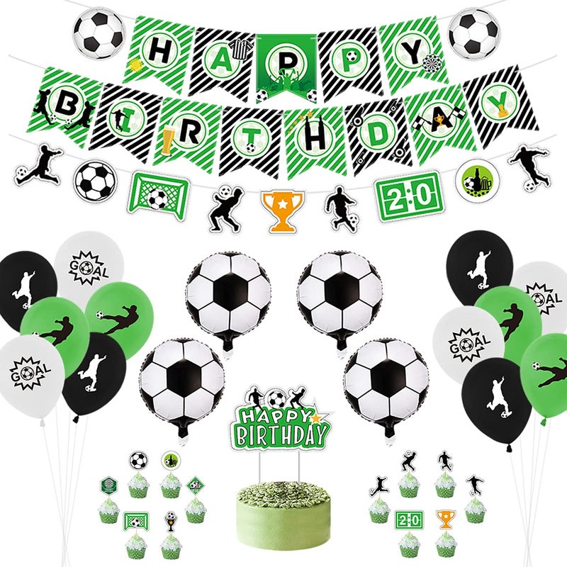 Inspireyee Football Party Decorations, Including Happy Birthday Banners, Football Element Flag, Football Theme Balloons, Cake Toppers for Kids, Boys and Girls Birthday Party (A) - Image 1