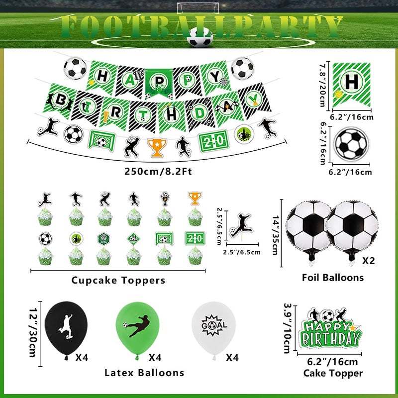 Inspireyee Football Party Decorations, Including Happy Birthday Banners, Football Element Flag, Football Theme Balloons, Cake Toppers for Kids, Boys and Girls Birthday Party (A) - Image 2