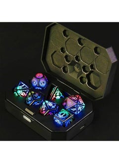 LED Dice Set D&D Rechargeable, Wireless Light up Dice Set DND Dice Set, Cool DND Dice with Charging Box Flicker Luminous Dice, Magic Dice Polyhedral Role Playing Dice for DND Gifts RPG (Multicolor)