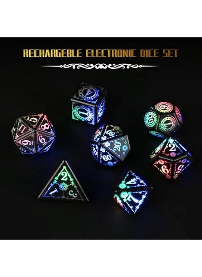 Generic - LED Dice Set D&D Rechargeable, Wireless Light up Dice Set DND Dice Set, Cool DND Dice with Charging Box Flicker Luminous Dice, Magic Dice Polyhedral Role Playing Dice for DND Gifts RPG (Multicolor) - Image 1