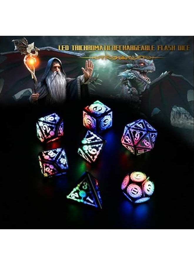 Generic - LED Dice Set D&D Rechargeable, Wireless Light up Dice Set DND Dice Set, Cool DND Dice with Charging Box Flicker Luminous Dice, Magic Dice Polyhedral Role Playing Dice for DND Gifts RPG (Multicolor) - Image 1