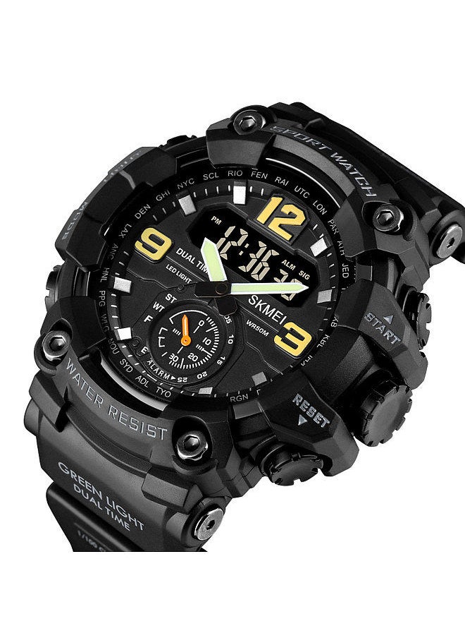 SKMEI Men's Digital Sport Watch SKMEI Classic 5ATM Waterproof Sport Watch with Alarm Stopwatch LED Backlight Dual Display Electronic Analog Wrist Watch 12/ 24 Format Black  - Image 3