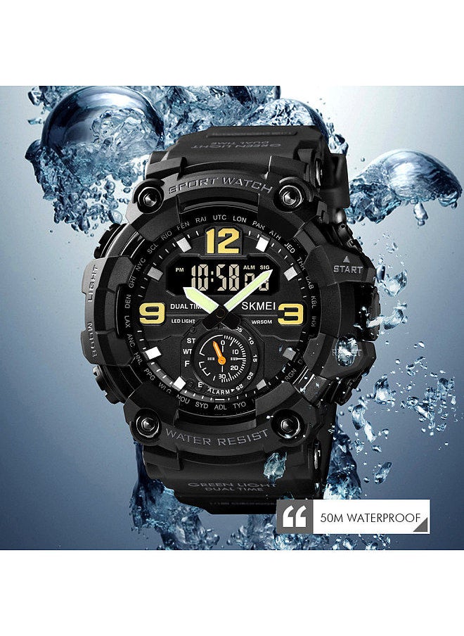 SKMEI Men's Digital Sport Watch SKMEI Classic 5ATM Waterproof Sport Watch with Alarm Stopwatch LED Backlight Dual Display Electronic Analog Wrist Watch 12/ 24 Format Black  - Image 5