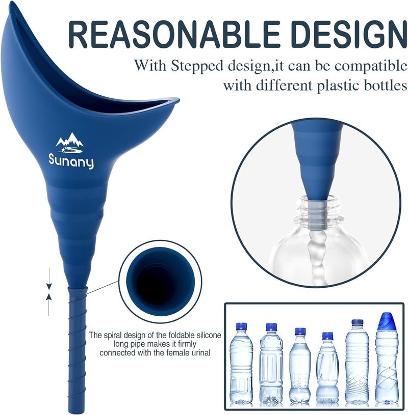 Sunany Store Female Urination Device, Reusable Female Urinal Silicone Women Pee Funnel Allows Women to Pee Standing Up, The Perfect Companion for Camping,Outdoor,Travel（Fuchsia） - Image 2
