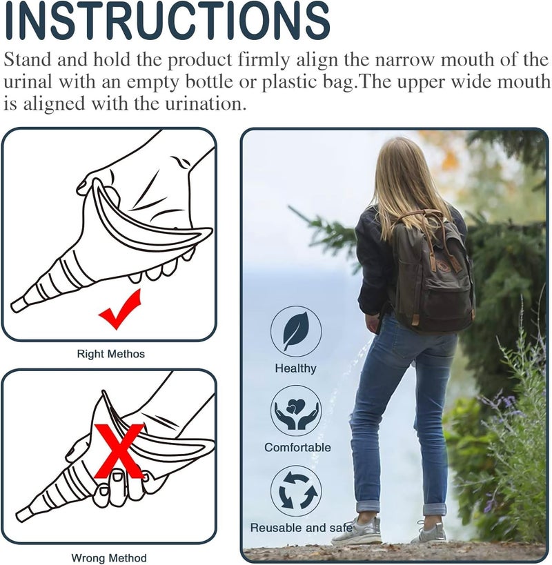 Sunany Store Female Urination Device, Reusable Female Urinal Silicone Women Pee Funnel Allows Women to Pee Standing Up, The Perfect Companion for Camping,Outdoor,Travel（Fuchsia） - Image 5
