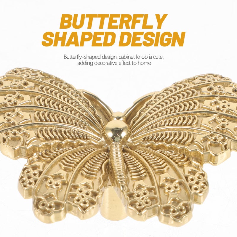 Gold Butterfly Cabinet Handles Drawer Pulls Brass Wardrobe Kitchen Knobs Dresser - Image 4