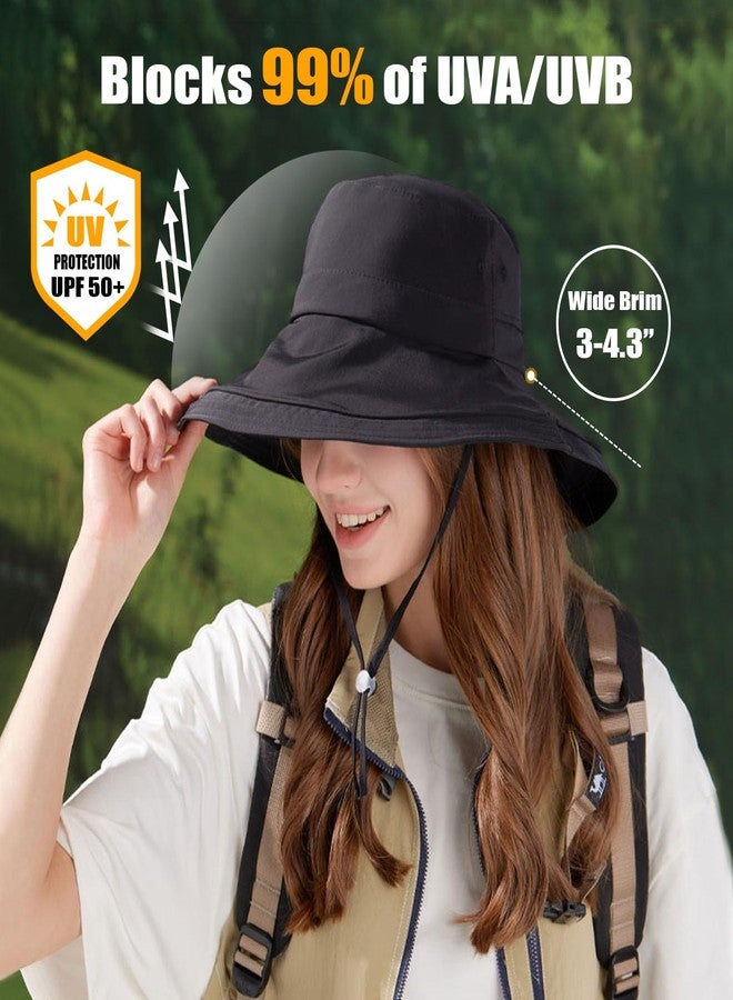 Dukars Womens Sun Hat with Ponytail Hole Beach Summer Hat Wide Brim Packable Gardening Hats (US, Alpha, One Size, Black) - Image 3
