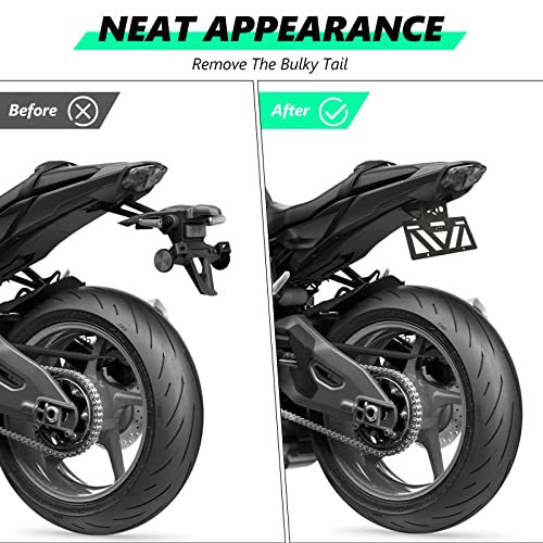 INKUDRI 2024 2025 Ninja 500 Fender Eliminator Ninja 400 Fender Eliminator Tail Tidy License Plate Bracket Mount Fit with OEM & Aftermarket Turn Signal Z400 2018 2019 2020 2021 2022 2023 2024 2025 Z500 2024 - Image 5