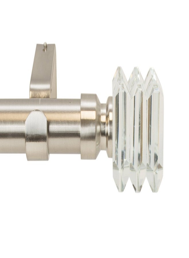 Meriville Lione 1-Inch Diameter Single Window Treatment Curtain Rod, Crystal Finial, 48-inch to 84-inch Adjustable, Satin Nickel - Image 2