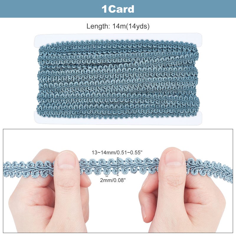 PH PandaHall 15 Yards Gimp Braid Trim 1/2 inch Polyester Woven Braid Trim Decorative Gimp Trim Ribbon for Costume DIY Crafts Sewing Upholstery Curtain Slipcover Decoration, Steel Blue - Image 5
