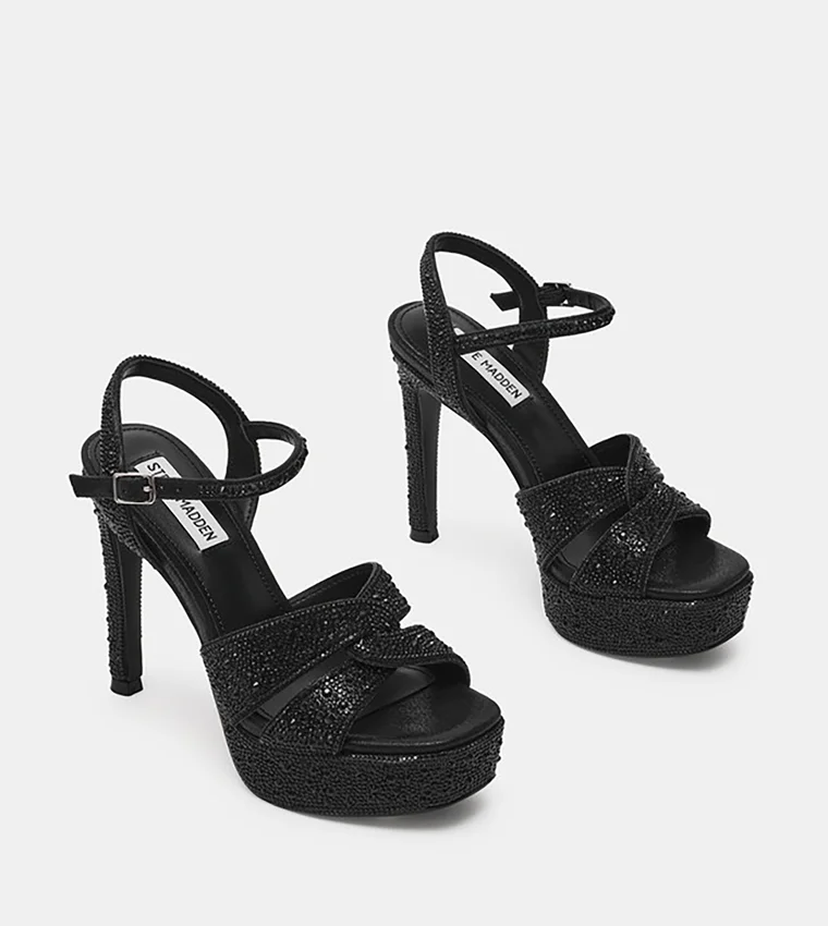 Steve Madden  Lavisher-R Black Women's Embellished Heeled Sandals for Women | Best Price UAE