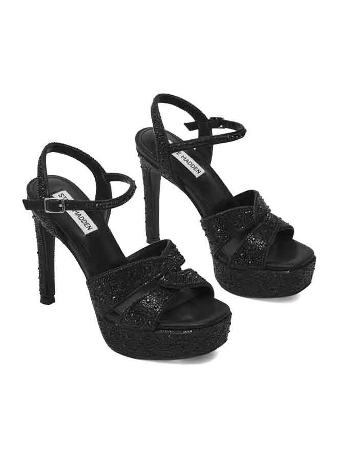 Steve Madden Lavisher-R Women Black Rhinestone Platform Heels