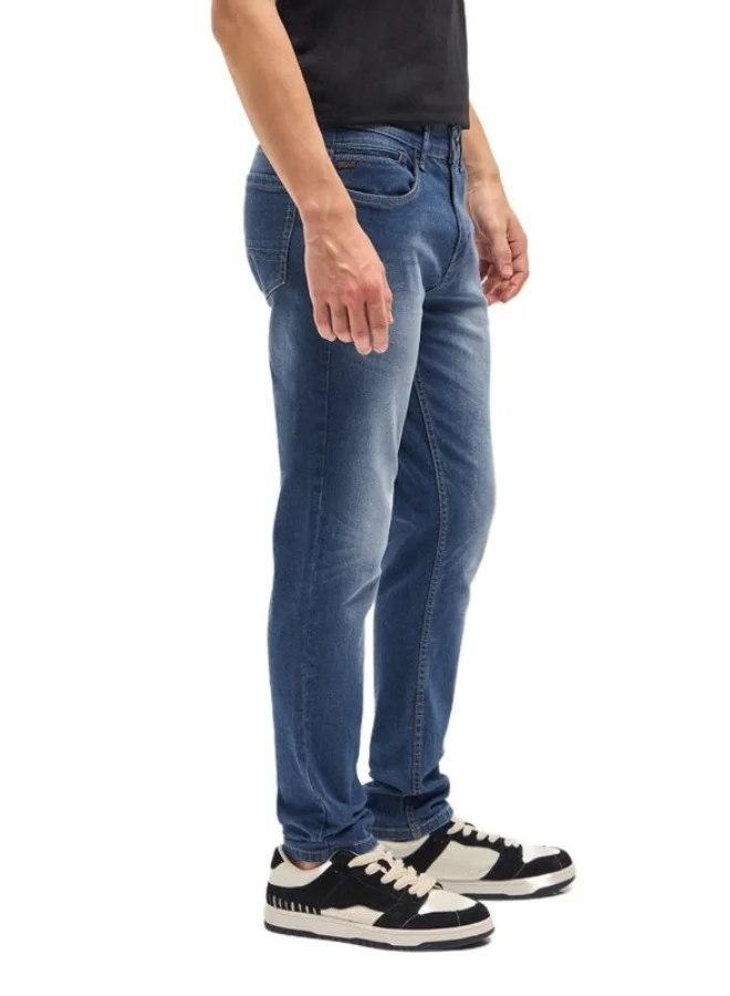 THE BEAR HOUSE Men's Classic Blue with Light Fade Mid-Rise Slim Fit Jeans Classic Comfort With Modern Style, Perfect For Everyday Casual Looks And Effortless Streetwear Vibes