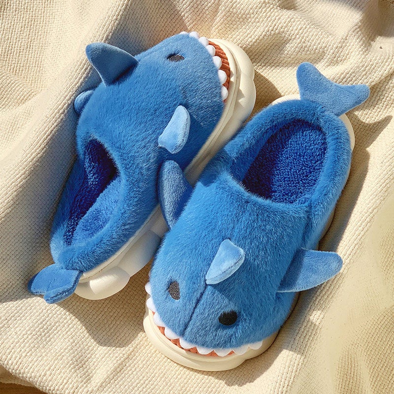 Shark Cotton Slippers Women'S Winter Cute Indoor Home Couple Wear Warm Thick Bottom Parent-Child Bag Heel Children'S Cotton Shoes - Image 2