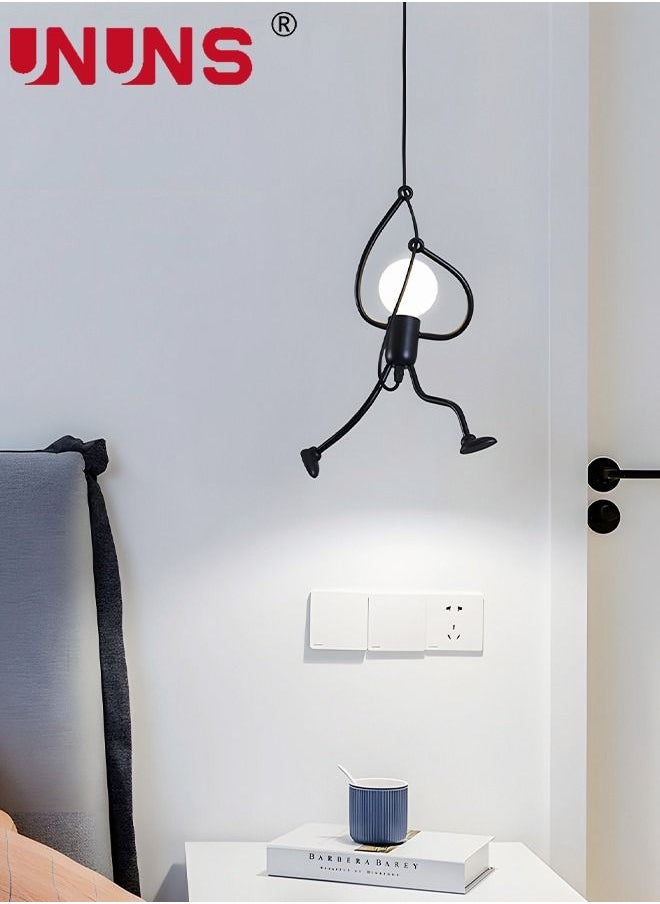 UNUNS Elegant Style Pendant Light,Creative Hanging Black Iron Man shaped Pendant Light With Adjustable Angle,Vintage Led Lamp With Light Bulb,Decorative Lights For Home  - Image 2