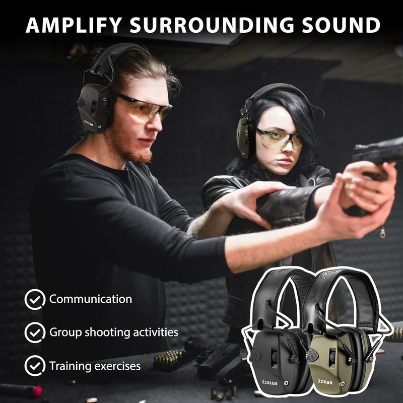 Zohan EM054 Electronic Shooting Ear Protection with 4X Sound Amplification 2 Pack,Slim Active Noise Reduction Earmuffs for Gun Range - Image 3