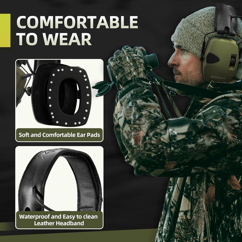 Zohan EM054 Electronic Shooting Ear Protection with 4X Sound Amplification 2 Pack,Slim Active Noise Reduction Earmuffs for Gun Range - Image 5