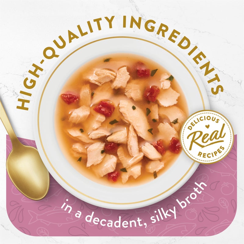 Fancy Feast Purina Fancy Feast Lickable Wet Cat Food Broth Topper Complement, Classic With Wild Salmon and Vegetables - (Pack of 16) 1.4 oz. Pouches - Image 2