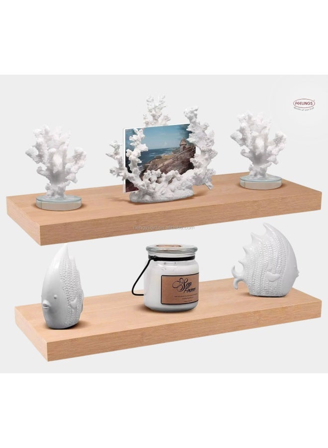 Feelings Floating Wall Shelves Rectangular 40cm Natural 40 x 19.50 x 3.80cm - Image 5