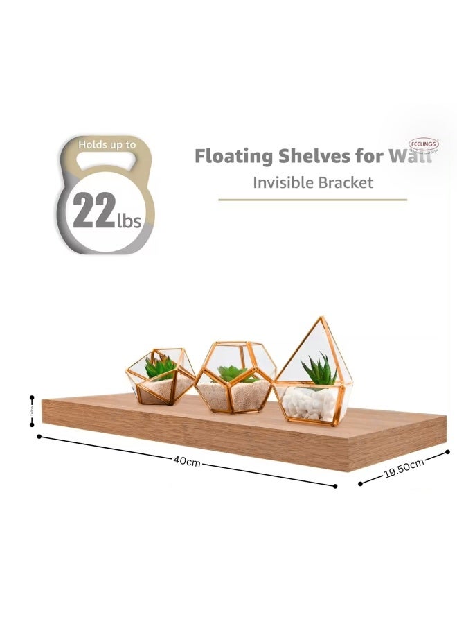 Feelings Floating Wall Shelves Rectangular 40cm Natural 40 x 19.50 x 3.80cm - Image 2