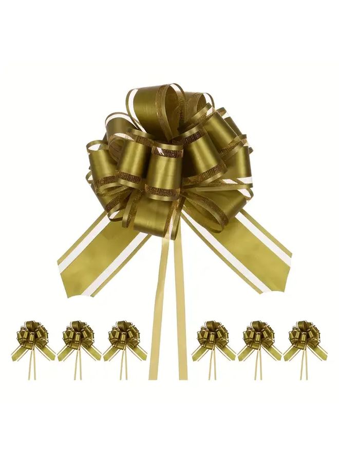 Gold 6pcs Large Plastic Gift Bows 6 Inch for Wedding Holiday Decorations - Image 5