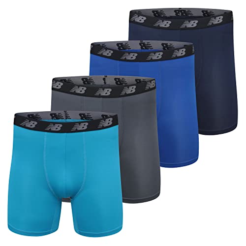 New Balance Men's Performance 5" No Fly Boxer Brief, 4-Pack, Thunder/Maldives Blue/Team Royal/Pigment, Medium (NB3017-4) - Image 1