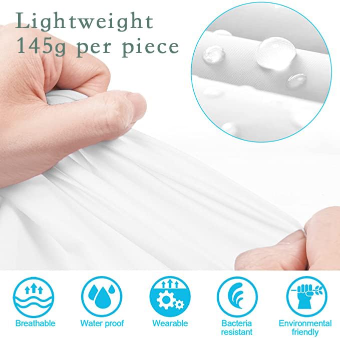 GUKOY Rain Coat Poncho for Adult, 2 Pack Women Men Reusable Raincoats Emergency with Hood and Drawstring (White+White) - Image 4