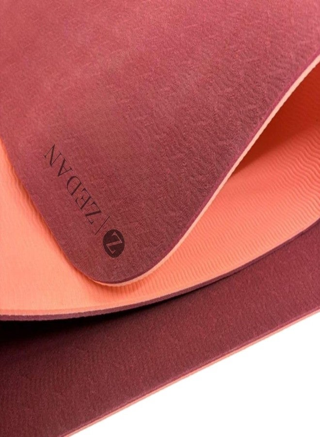 ZEDAN 6MM Yoga Mat with Rolling Belt for Women & Men | Light Weight with Anti-Slip Dual Side Embossed Gym Mat | For Workout, Yoga, Fitness, Exercise - Image 2