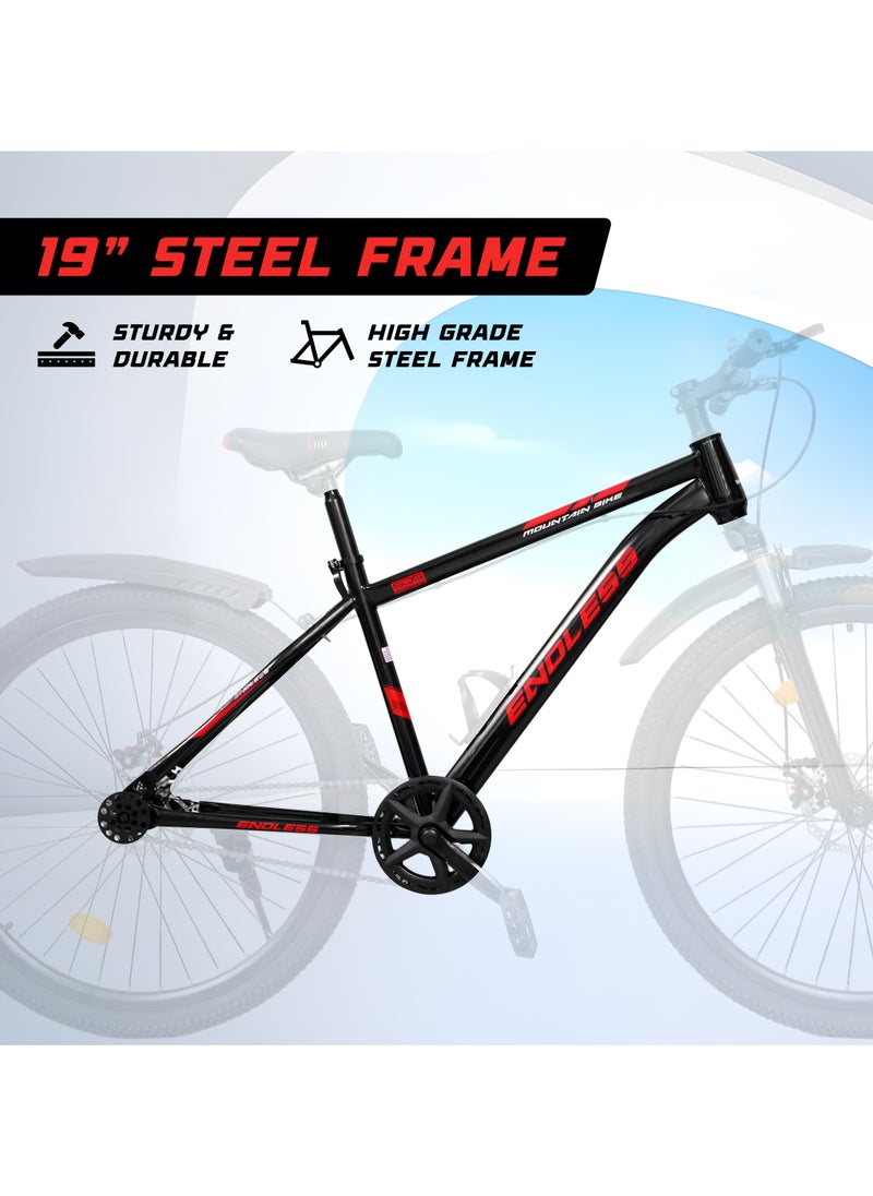ENDLESS  Endless 27.5" Mountain Bike for Adults | High Carbon Steel 19" Frame, Disc Brakes, Suspension MTB with Front & Rear Mudguards, Adjustable Seat, 2.135" All-Terrain Tires – Perfect for Men & Women  - Image 4