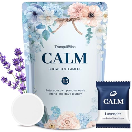 TranquilBliss Shower Steamers15 Pack Shower Bombs with Lavender Scent SelfCare Presents for Women Who Have Everything Relaxation Birthday Presents for Women Valentines Day Presents for Her