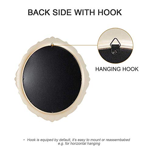 Yamfurga Decorative Hanging Wall Mirror, Vintage Multi-Functional Display, Jewelry & Vanity Trays, Serving Trays, 13" W x 15" L, Golden White - Image 5