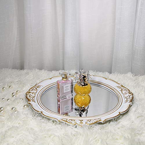 Yamfurga Decorative Hanging Wall Mirror, Vintage Multi-Functional Display, Jewelry & Vanity Trays, Serving Trays, 13" W x 15" L, Golden White - Image 4
