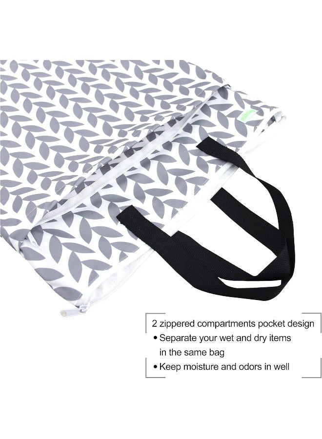 wegreeco Reusable Hanging Wet Dry Cloth Diaper Bag (Grey Leaf) - Image 5