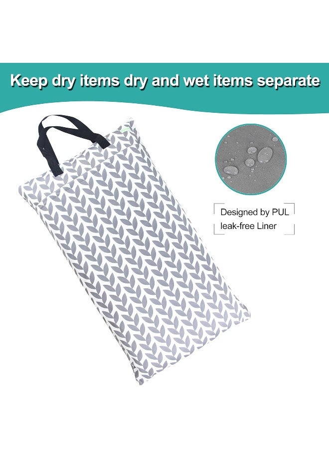 wegreeco Reusable Hanging Wet Dry Cloth Diaper Bag (Grey Leaf) - Image 4
