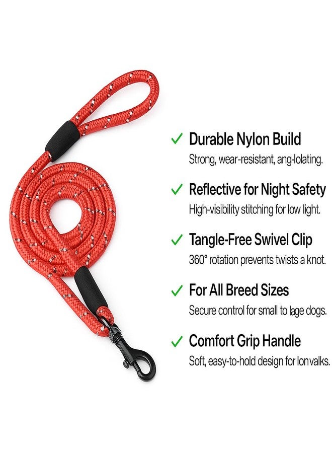 Zigly Lifestyle Reflective Rope Dog Leash - M (15mm) - Red | Durable Training Rope Leash for Medium Dogs| Lightweight, Comfortable Grip Strong Leash for Daily Walks - Image 2