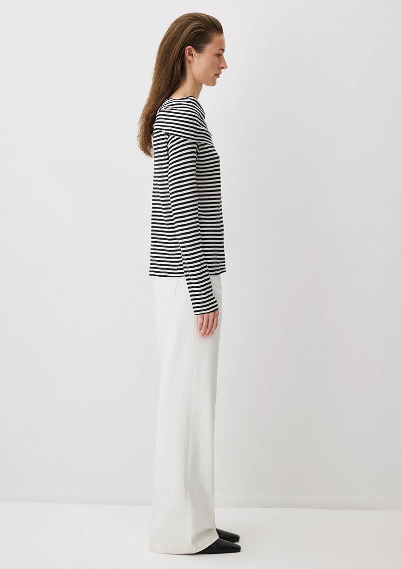 MAVI Black Striped Shoulder Detail Long-Sleeve T-Shirt