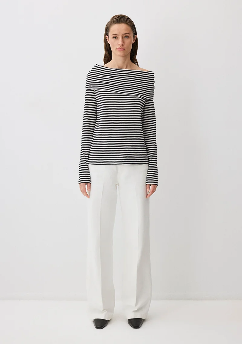 MAVI Black Striped Shoulder Detail Long-Sleeve T-Shirt